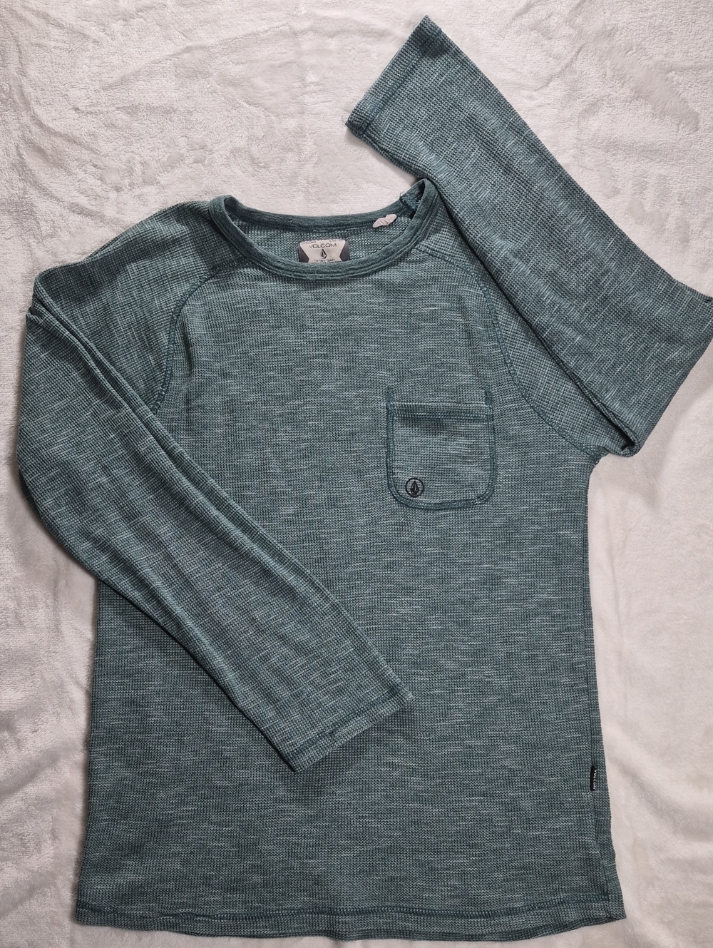 Volcom Teal Heathered Long Sleeve Pocket Tee
